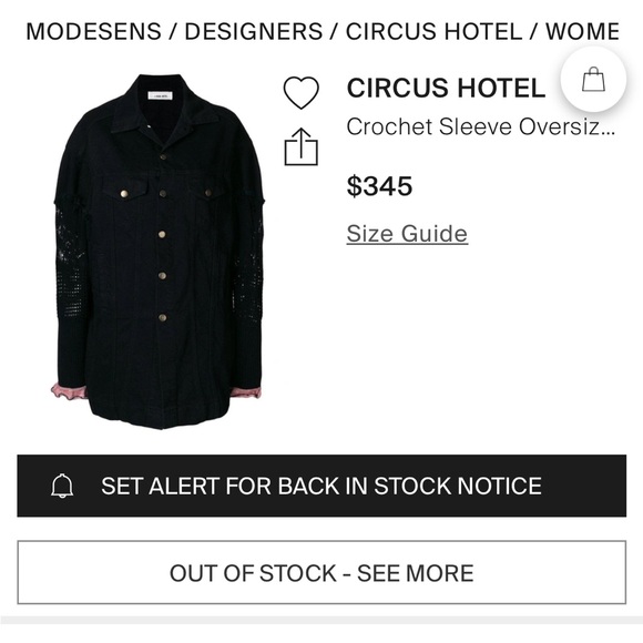 NWOT CIRCUS HOTEL Oversized Denim Jacket Crochet Sleeves in Black Size XS - Picture 16 of 16